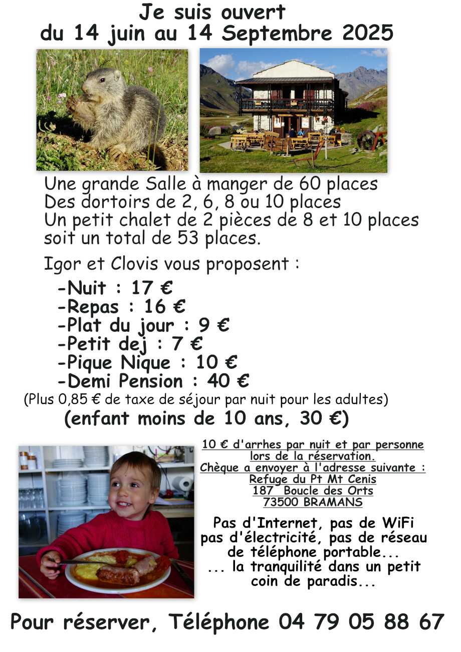 Infos refuge du petit mont cenis